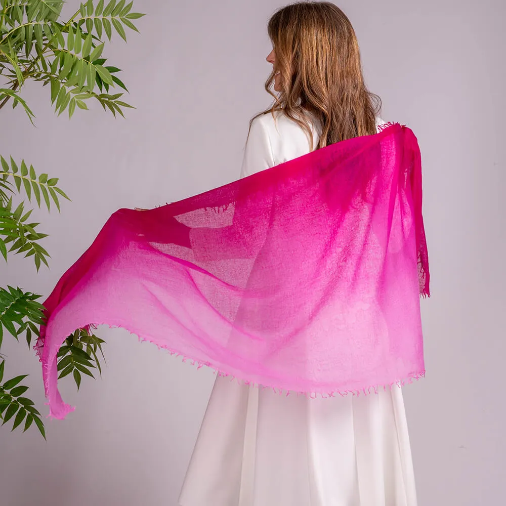 Pink Diaphanous Cashmere Spray Print Wrap