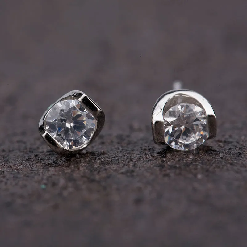 Quartz Jem Stud Earrings- 925 Silver