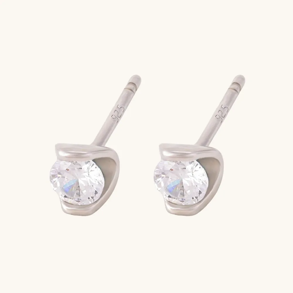 Quartz Jem Stud Earrings- 925 Silver