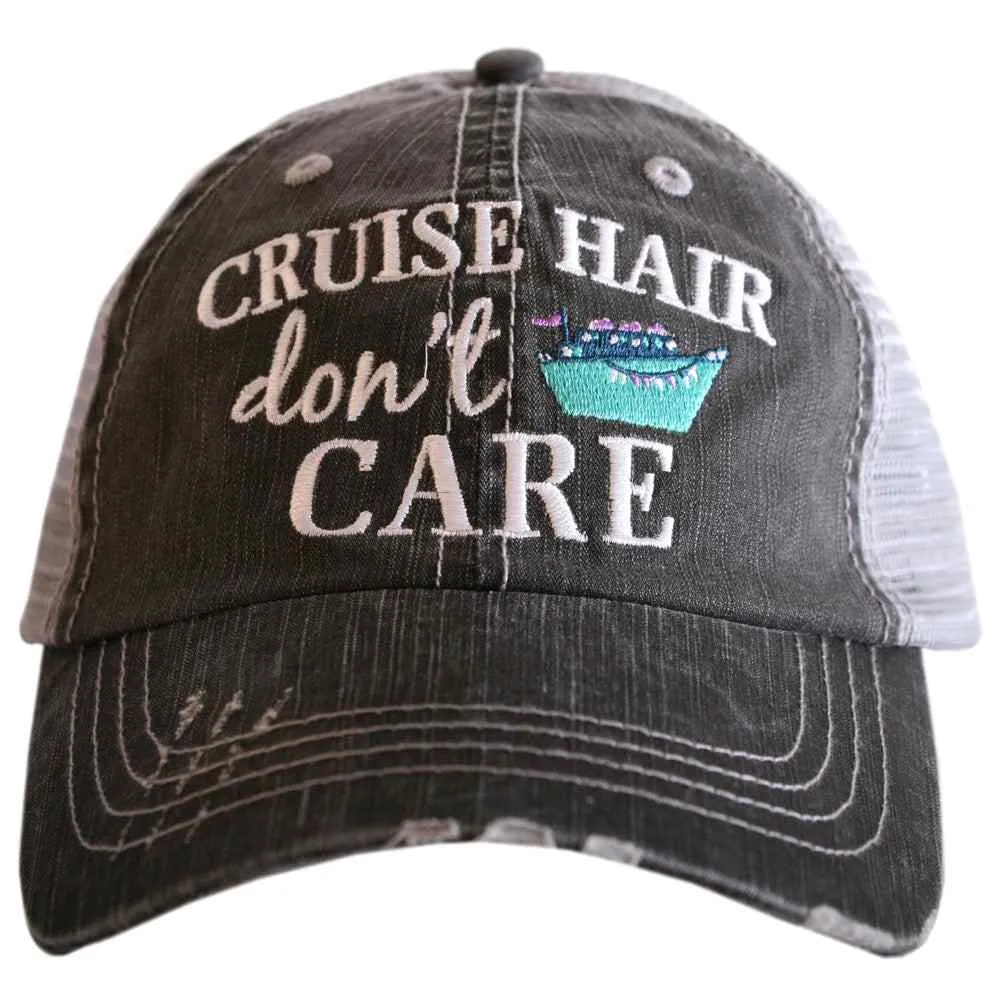 "Cruise Hair Don't Care" Wholesale Trucker Hats in Grey and Mint