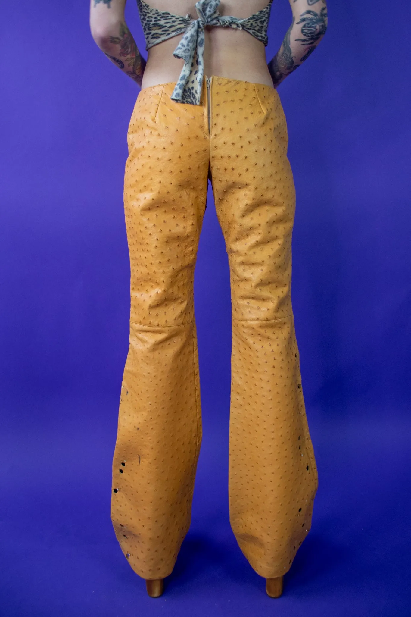 RARE 70s Ostrich Leather Flares