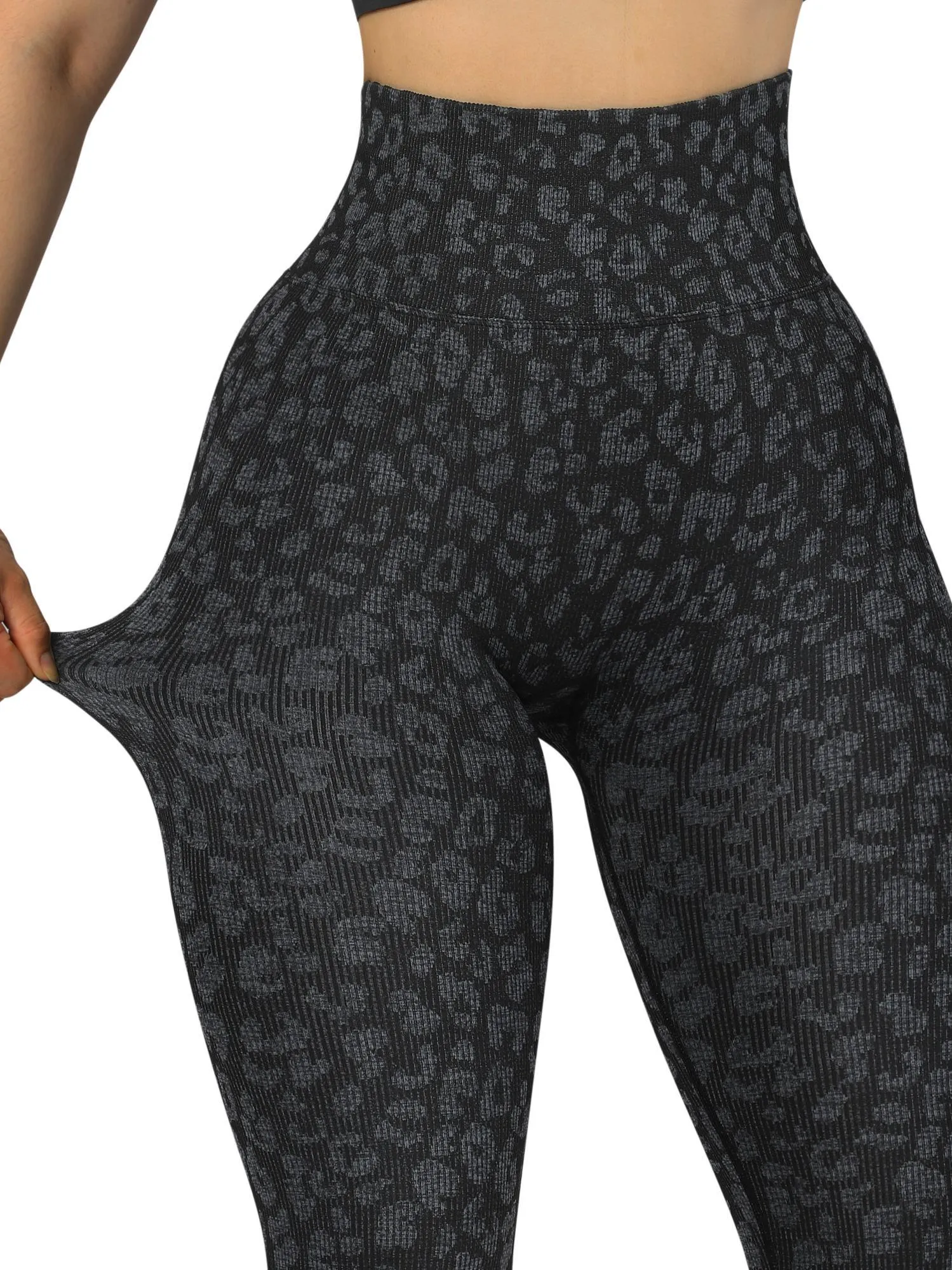 Ribbed Printed Seamless Leggings