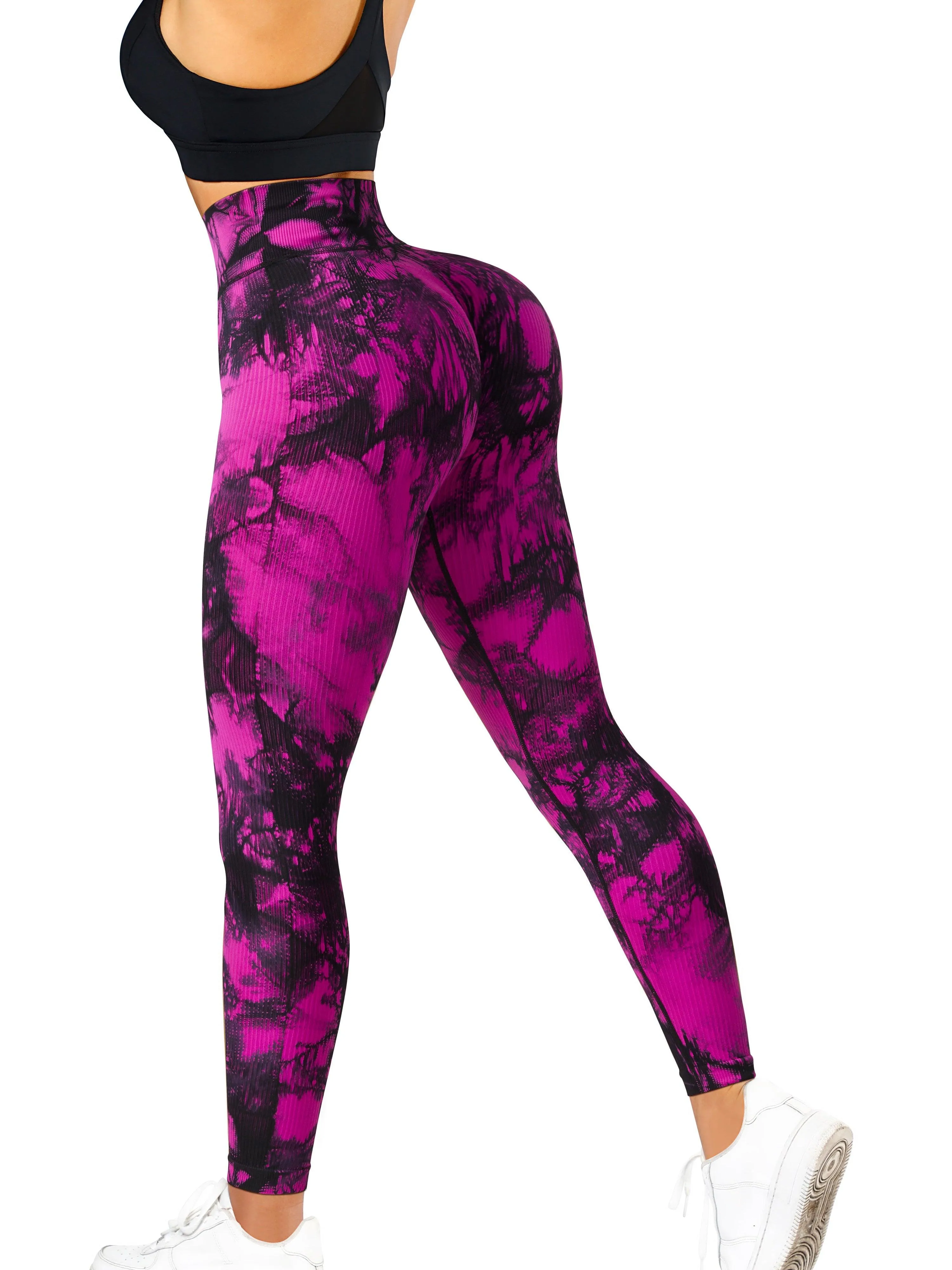 Ribbed Printed Seamless Leggings