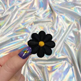 Small Daisy Embroidered Patch | Black