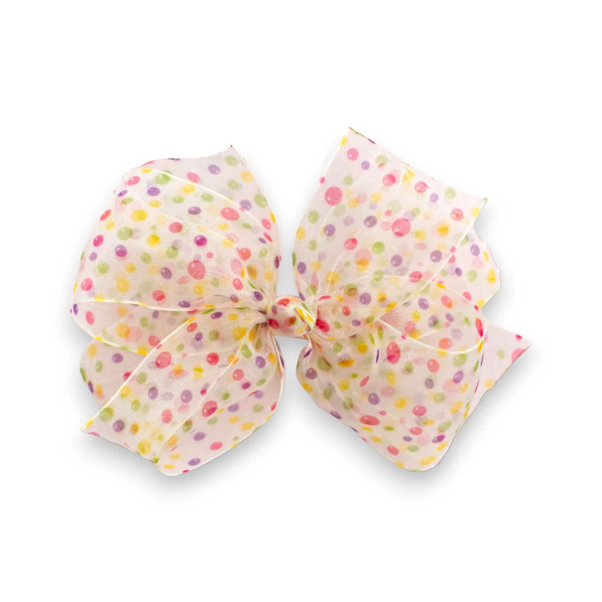 Summer Crystal Dotted Tulle Large Bow Hair Clip