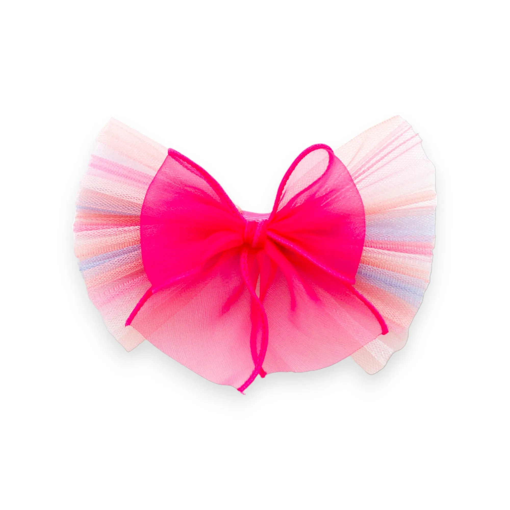 Summer Crystal Organza Tulle Large Bow Hair Clip