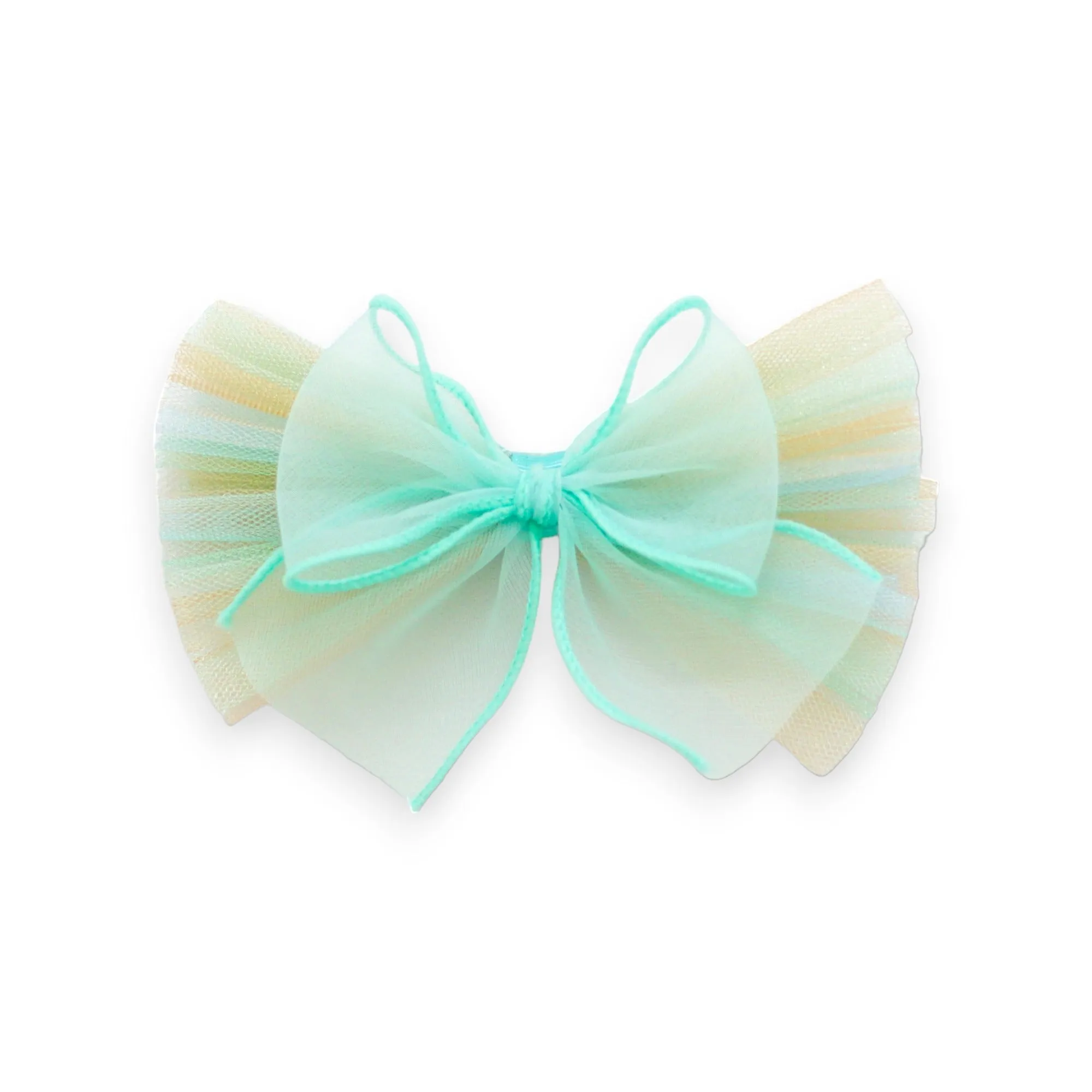 Summer Crystal Organza Tulle Large Bow Hair Clip