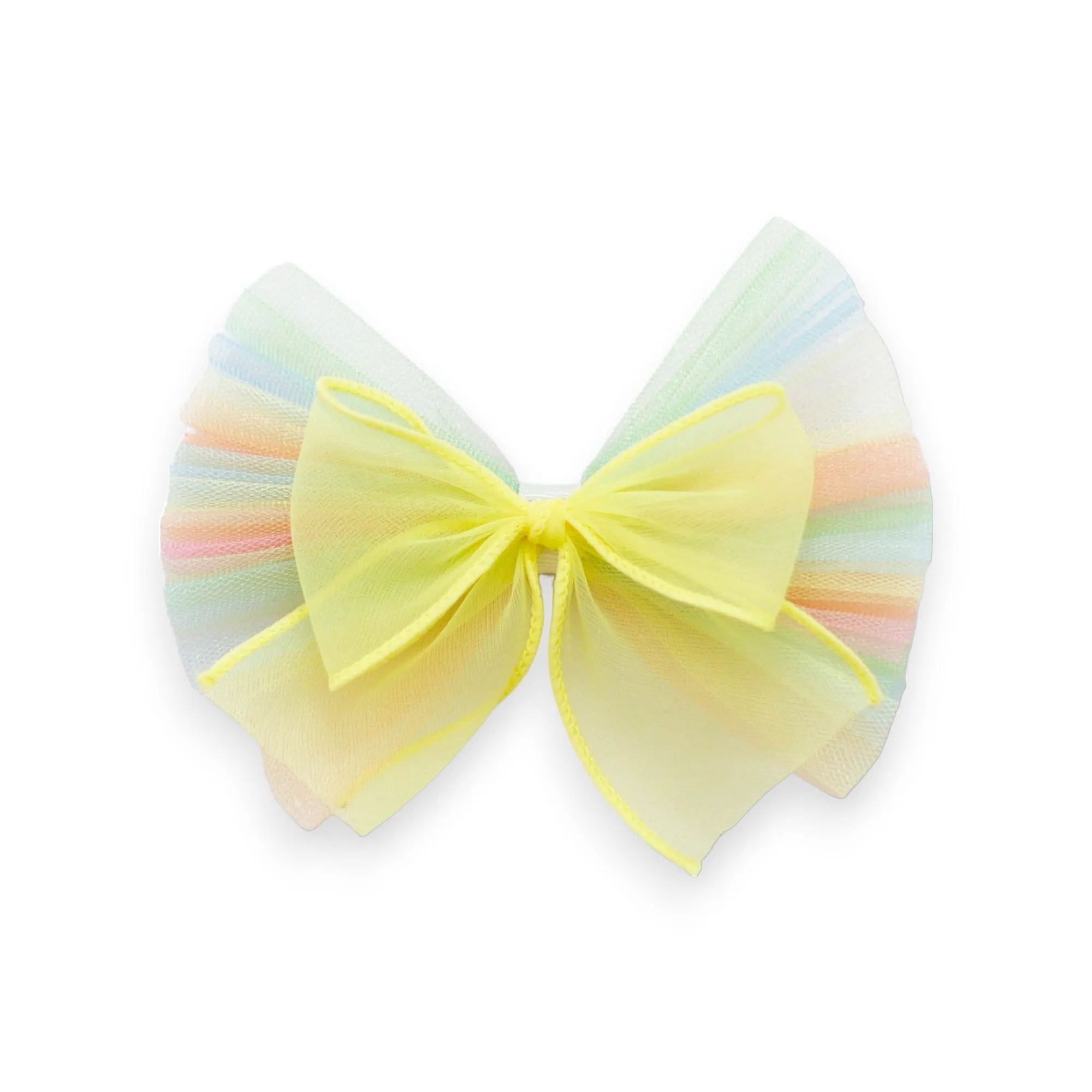 Summer Crystal Organza Tulle Large Bow Hair Clip