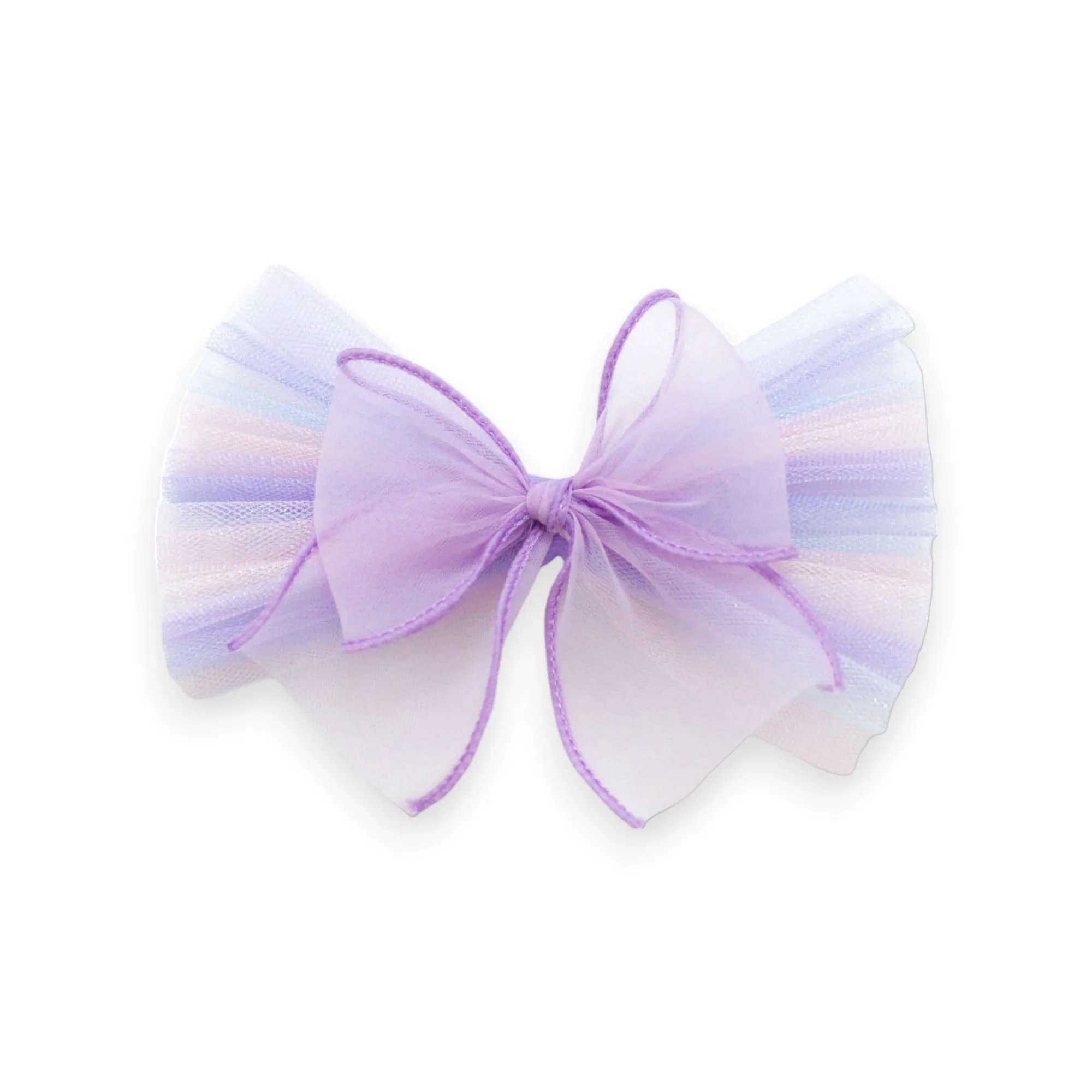 Summer Crystal Organza Tulle Large Bow Hair Clip