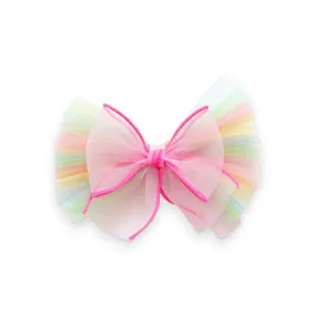 Summer Crystal Organza Tulle Large Bow Hair Clip