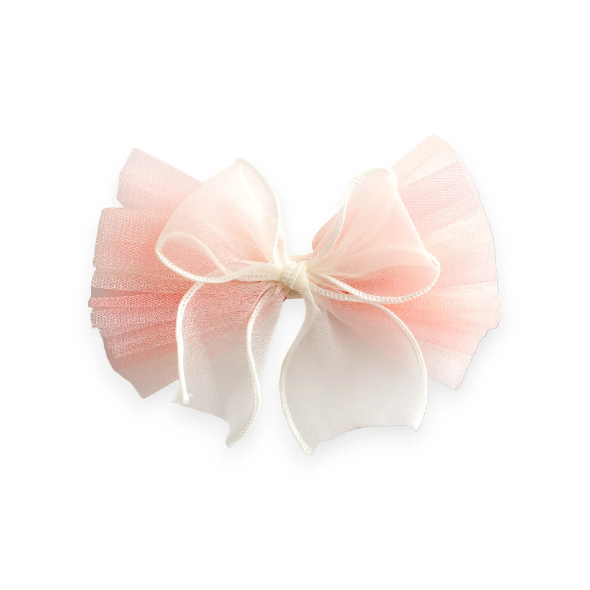 Summer Crystal Organza Tulle Large Bow Hair Clip