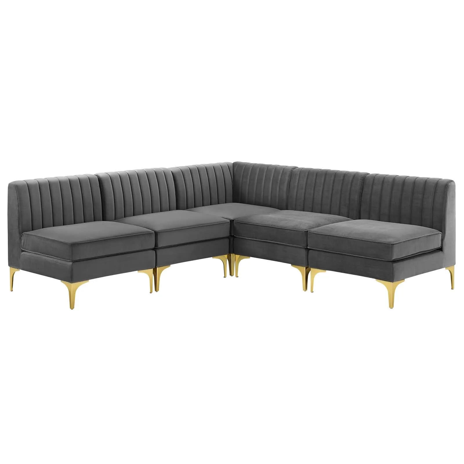 Triumph  Channel Tufted Performance Velvet 5-Piece Sectional Sofa