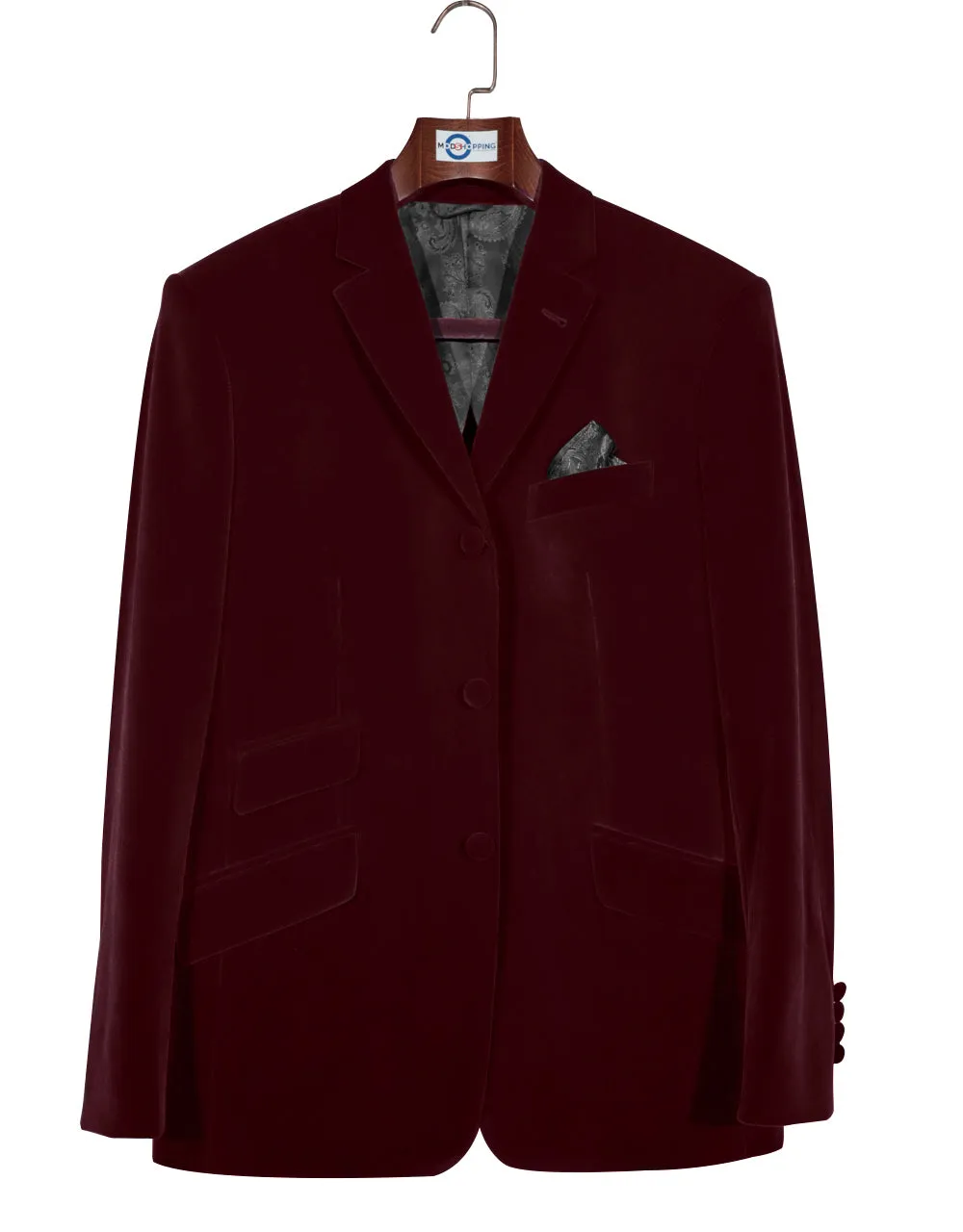 Velvet Jacket - 60s Mod Vintage Style Burgundy Jacket