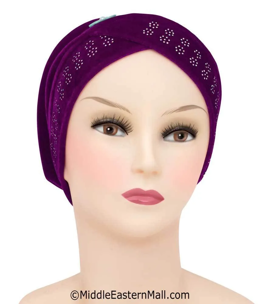 Velvet Venetian Turban Easy Pull-on Hijab Caps