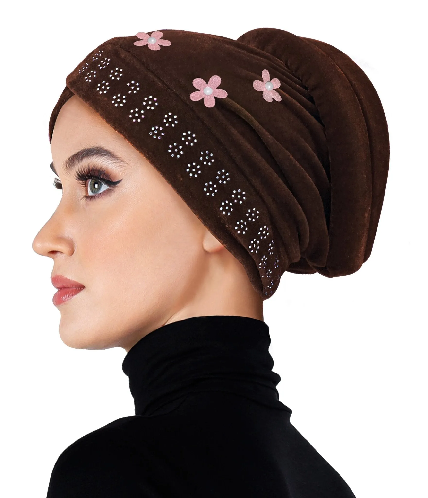 Velvet Venetian Turban Easy Pull-on Hijab Caps