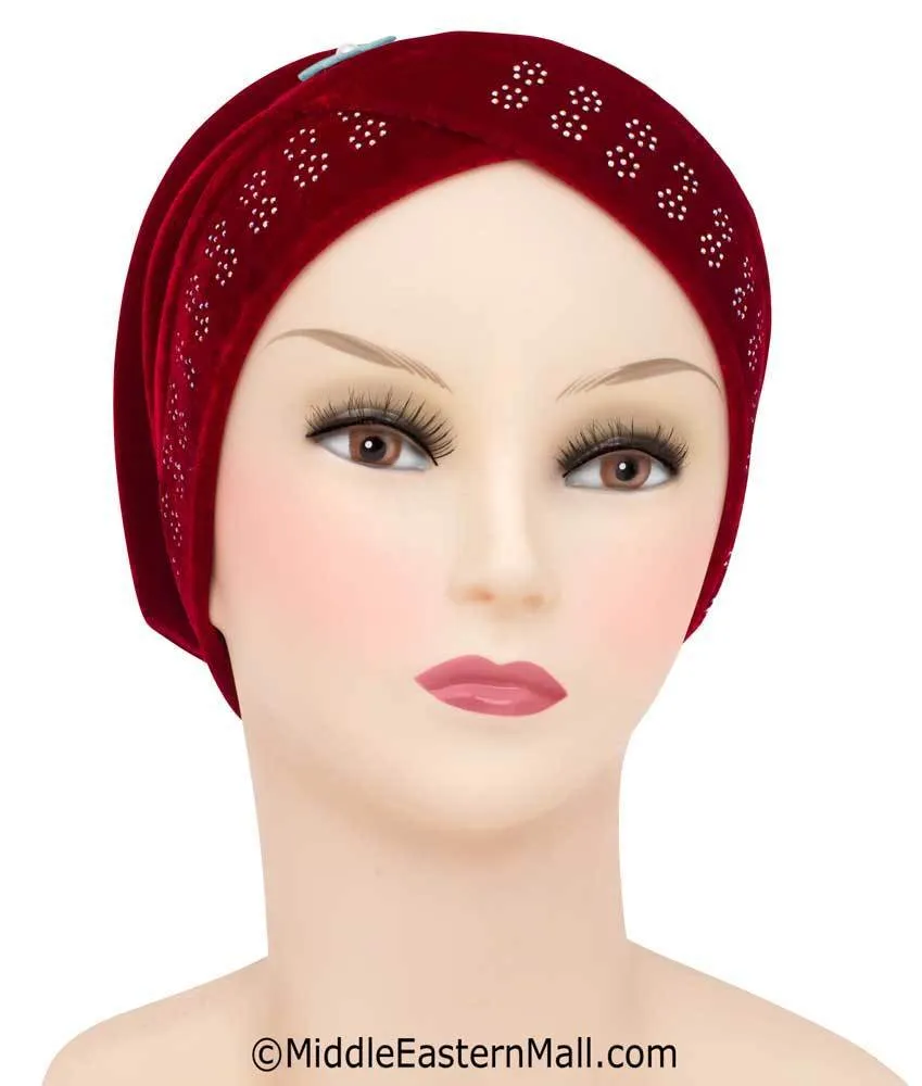 Velvet Venetian Turban Easy Pull-on Hijab Caps