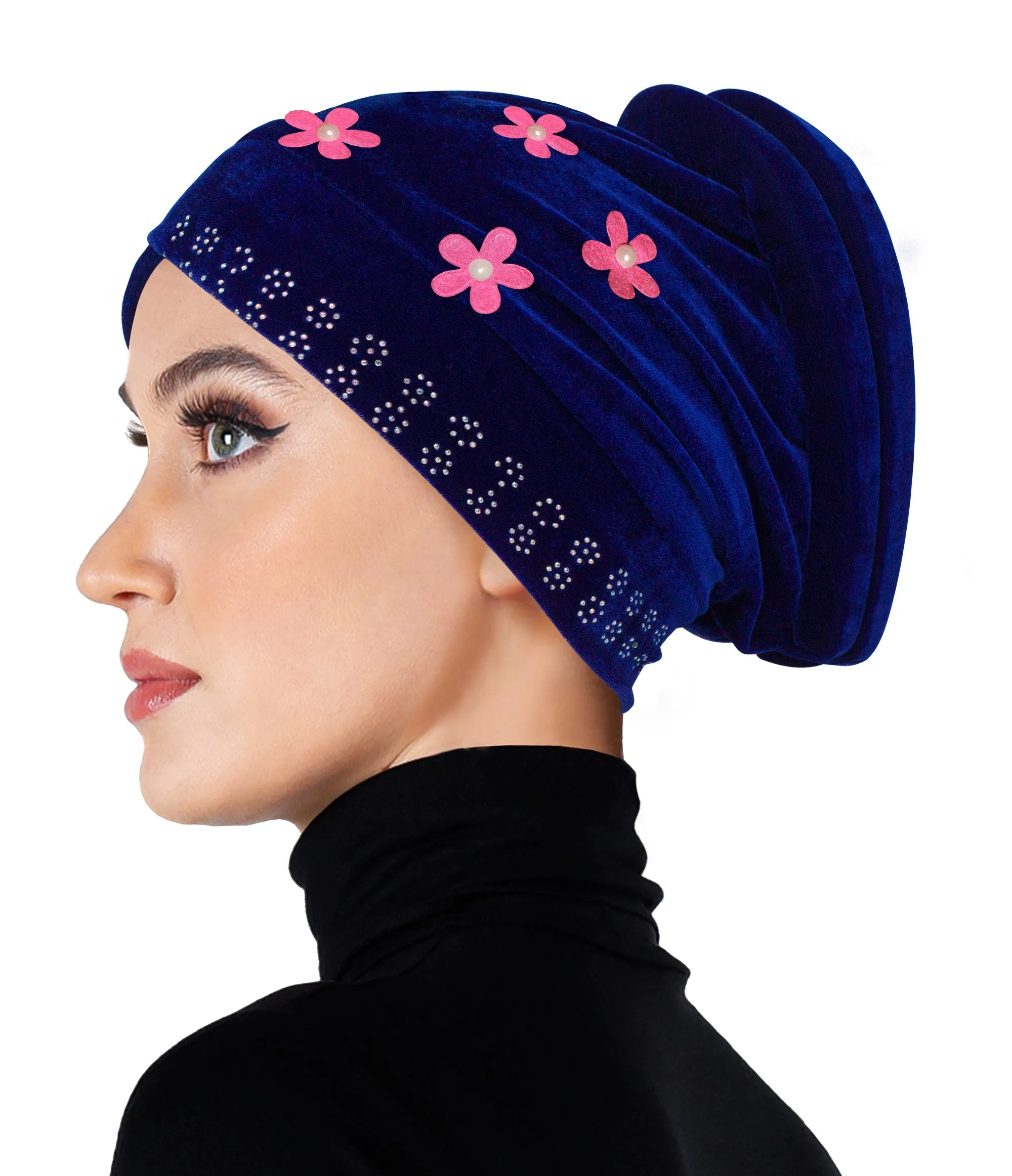 Velvet Venetian Turban Easy Pull-on Hijab Caps