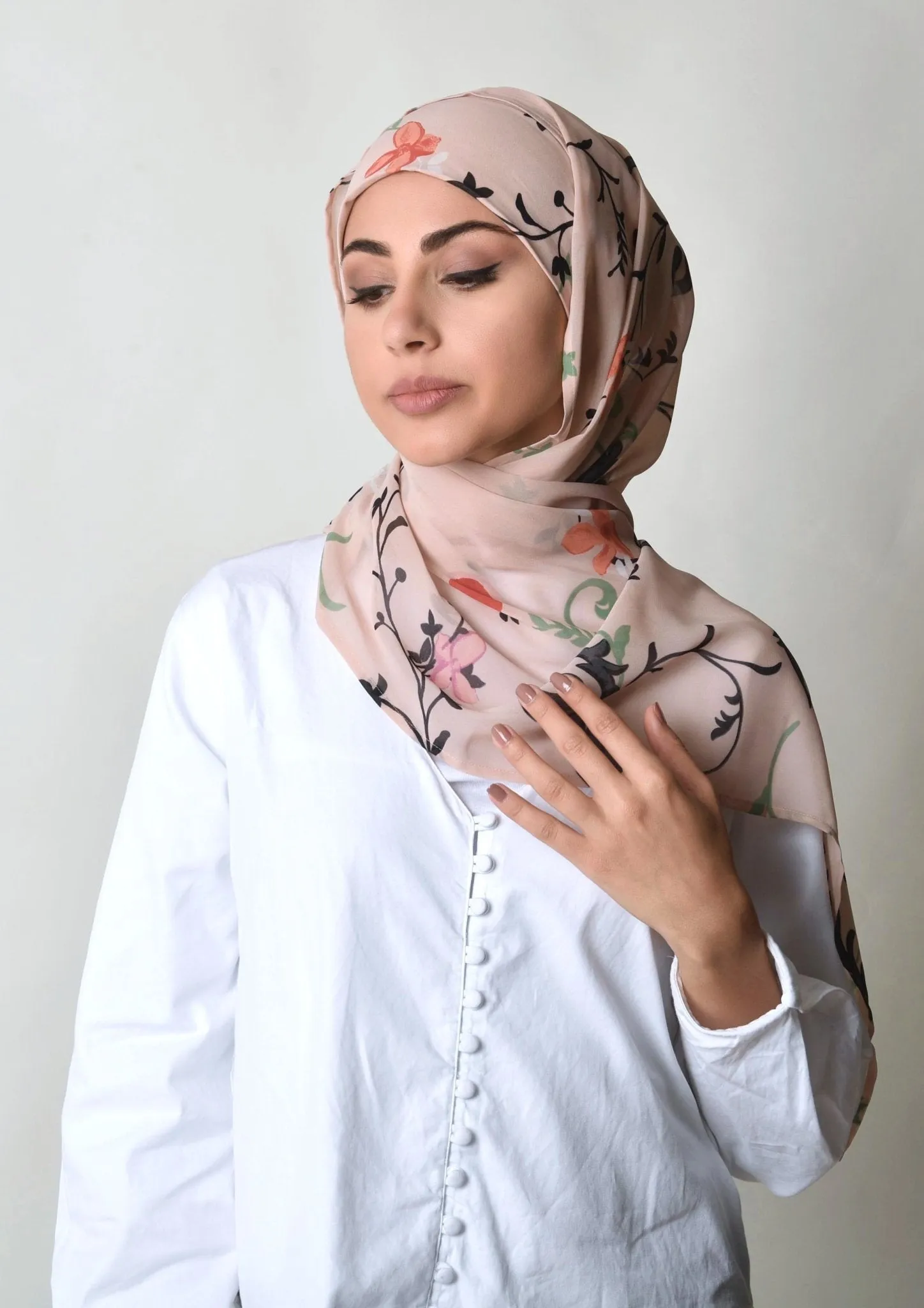 Veranda Pink- Cap Shawl- Georgette