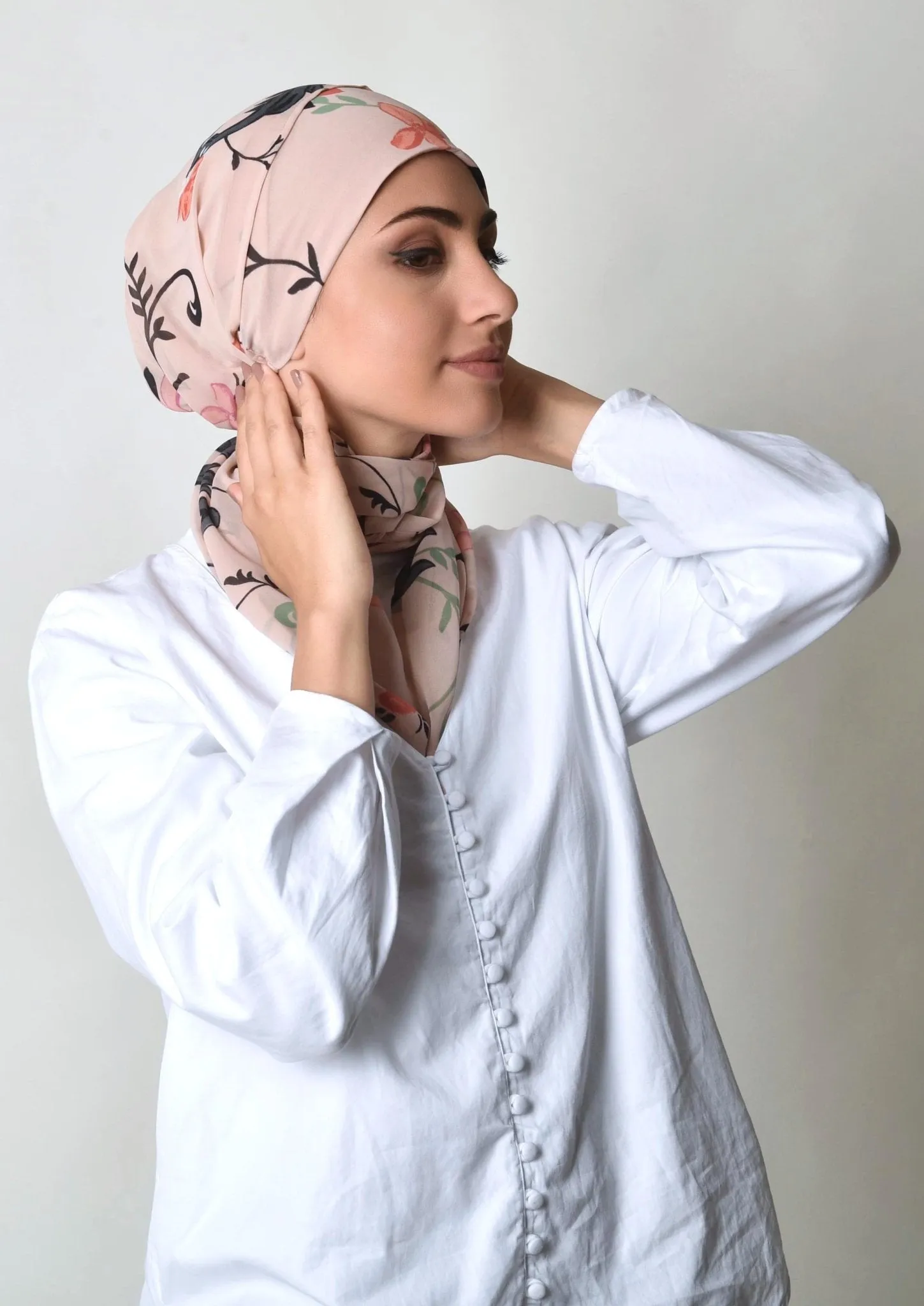 Veranda Pink- Cap Shawl- Georgette