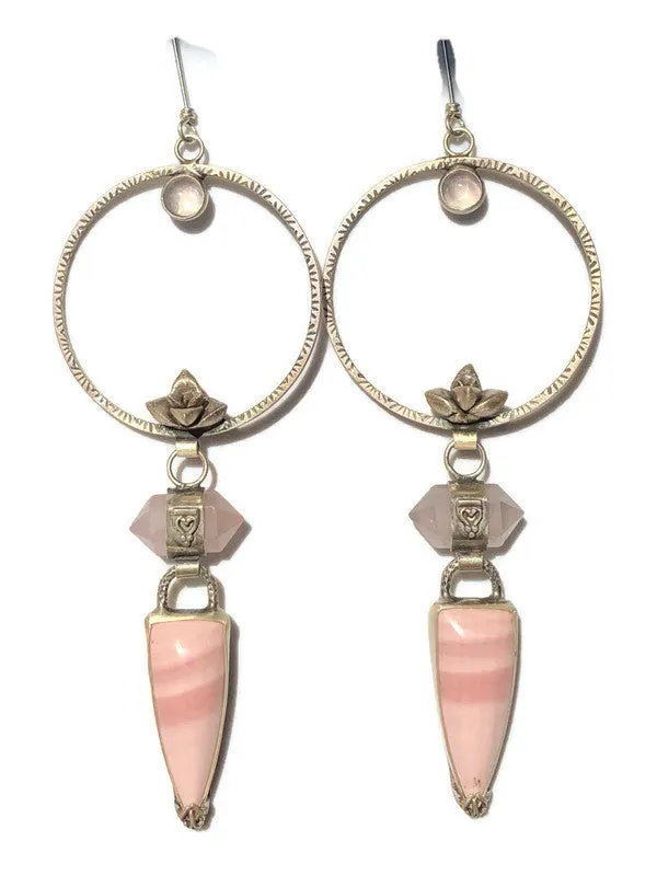 Winter Rose Pink Statement Hoop Earrings